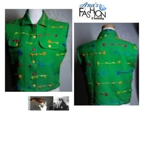 Ana's Fashion NWOT Green Cotton Vest Size XL